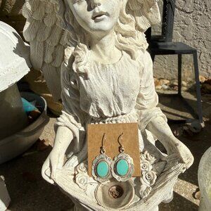 Artisan Sterling Silver Royston Turquoise Statement Dangle Earrings Southwestern